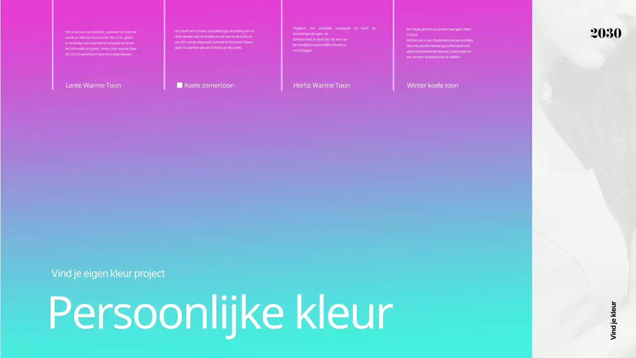 Een regenboog van persoonlijke kleuren voor presentaties