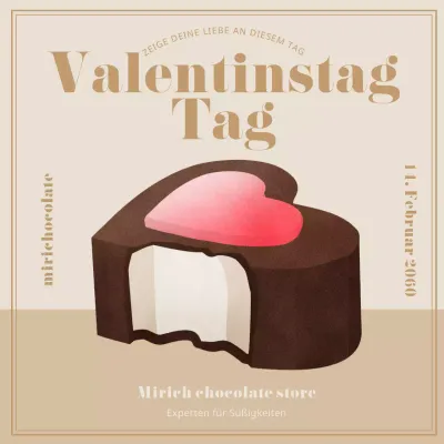 Instagram-Feed zum Valentinstag für einen Luxus-Chocolatier in Beige
