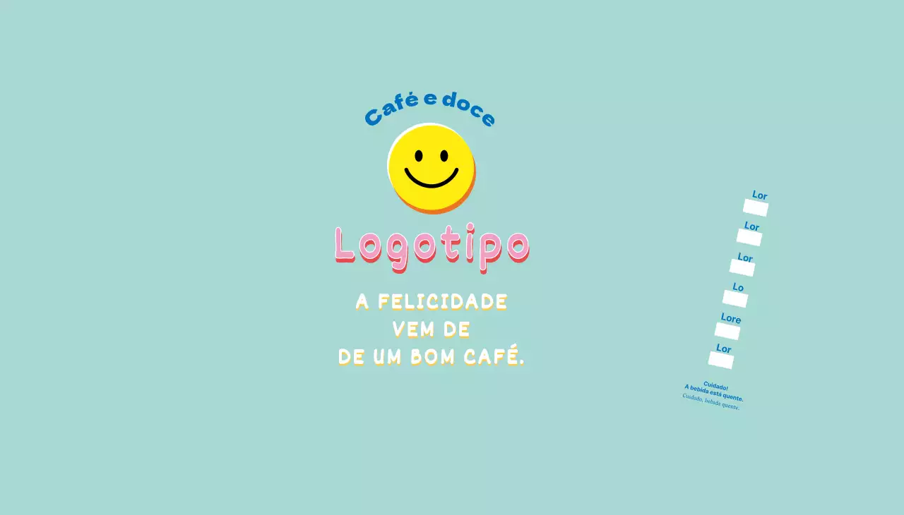 Azul Fofo Ilustração Lettering Café