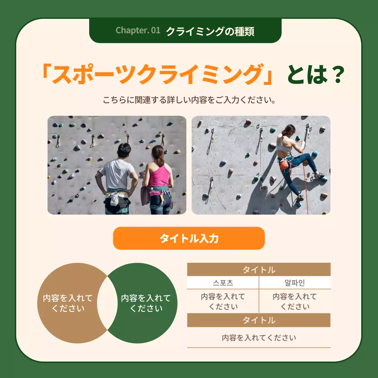 緑 シンプル クライミング ガイド Instagram カルーセル