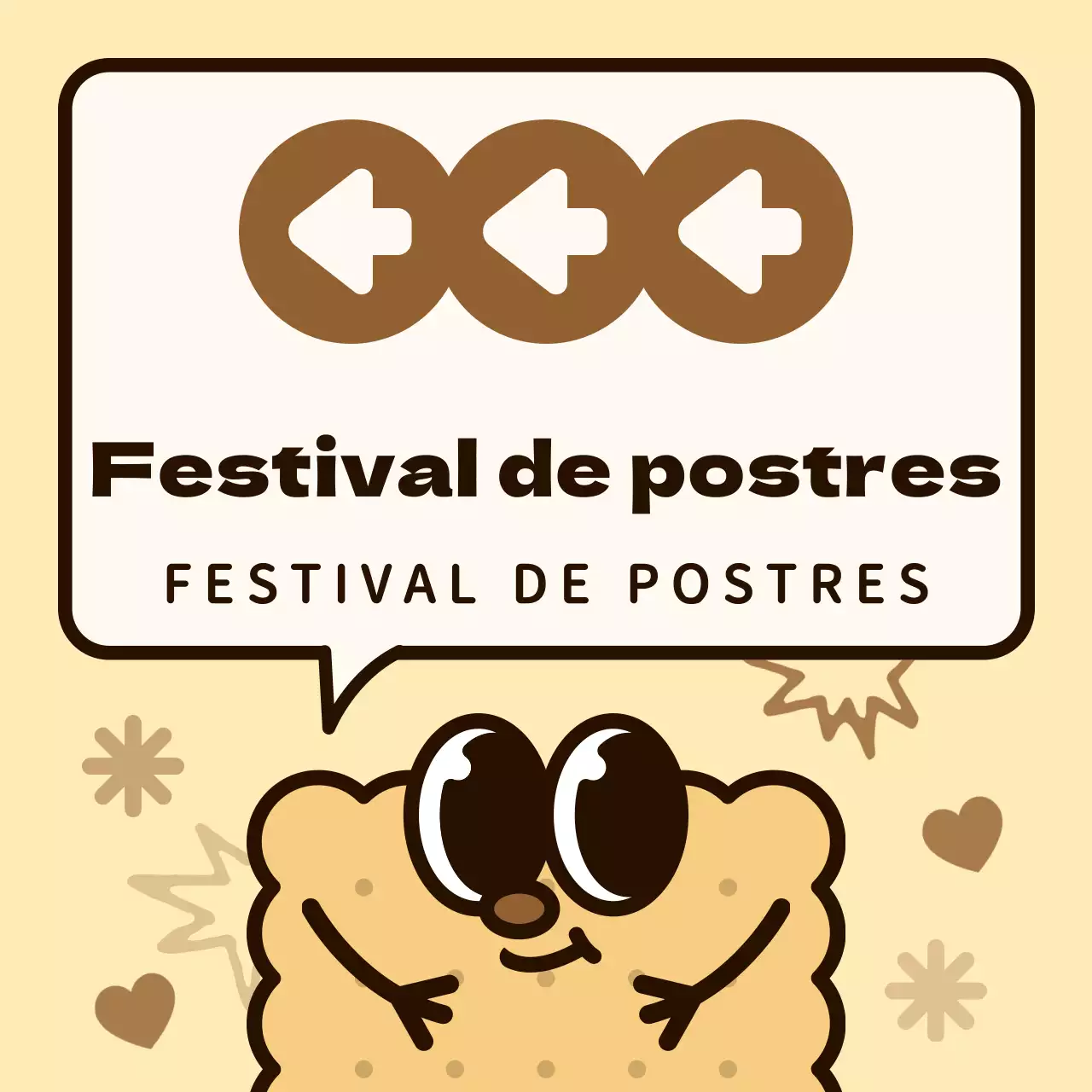 Combinación de colores marrón y rosa Simpáticos personajes de galletas y bocadillos estilo ilustración Cómo llegar a la fiesta de los postres