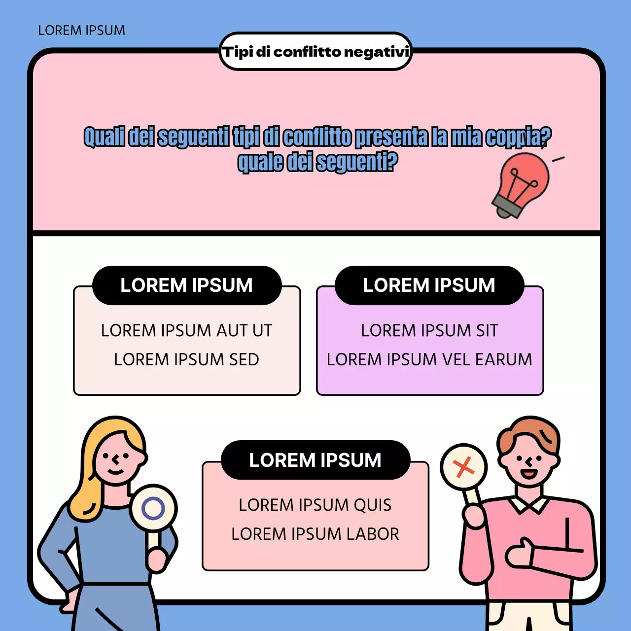 Promuovere una clinica di consulenza di coppia con graziose illustrazioni rosa e azzurre