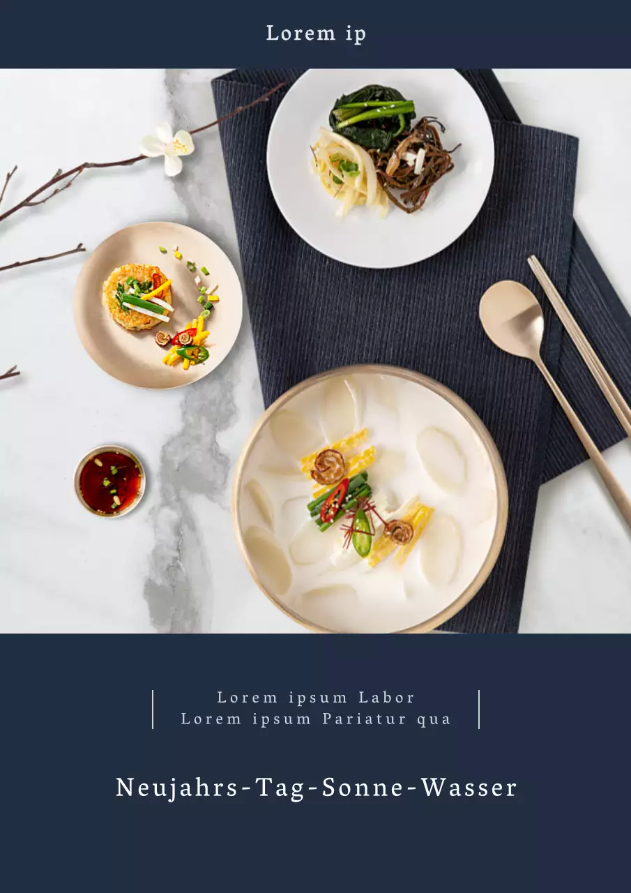 Hübsches Poster zum chinesischen Neujahrsfest mit blauem Hintergrund