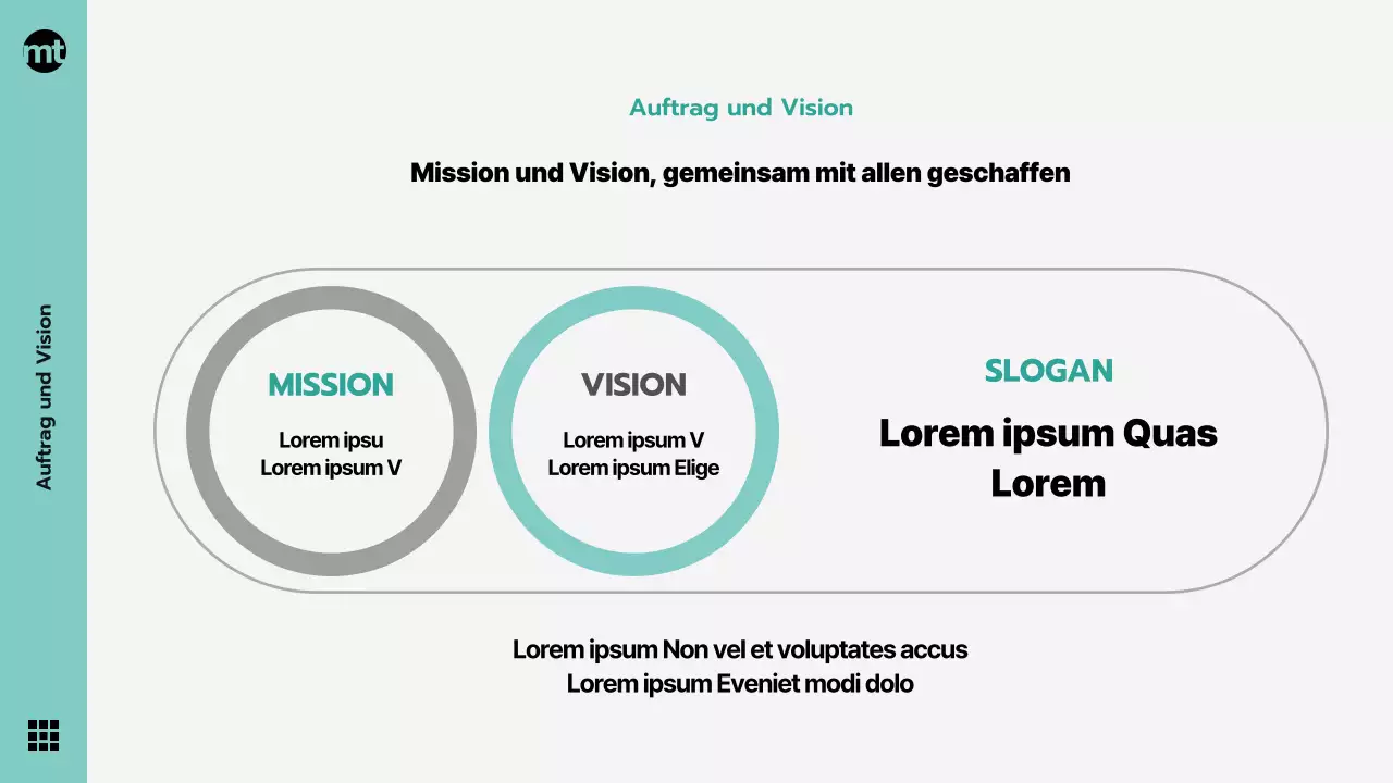 Mintgrünes und graues modernes Corporate Collateral, Unternehmensleitbild, Feier- und Präsentationsthema