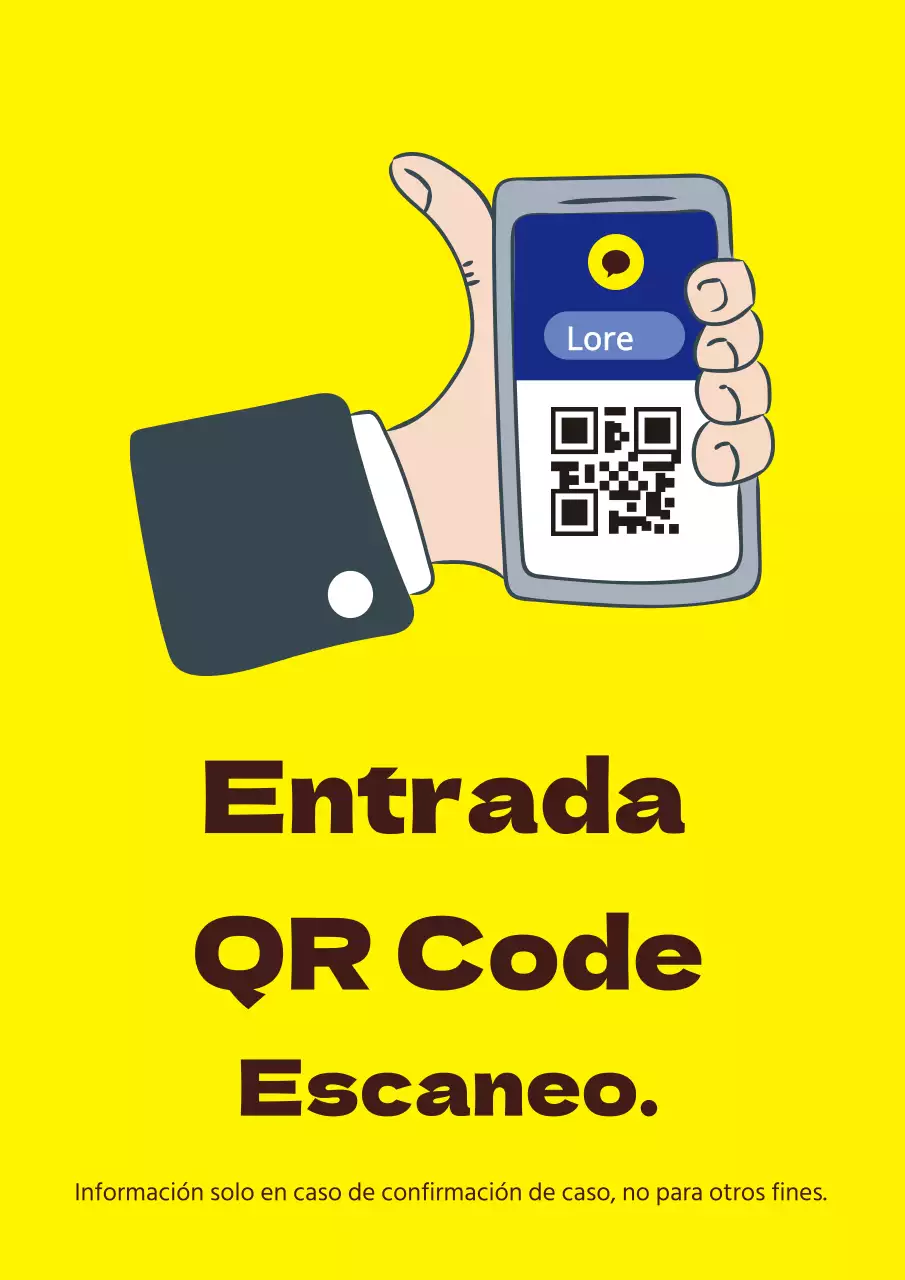 Sencillo cartel promocional amarillo de entrada con escáner de código QR