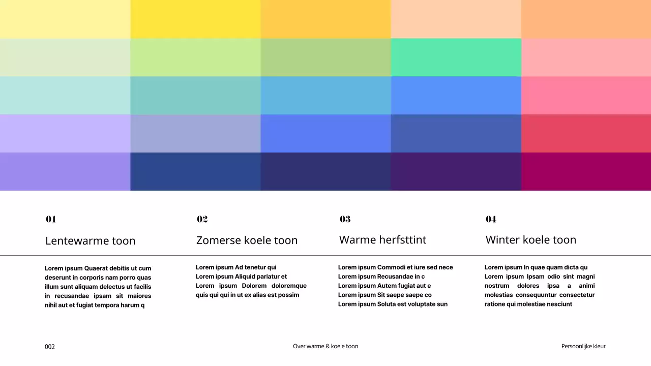 Een regenboog van persoonlijke kleuren voor presentaties