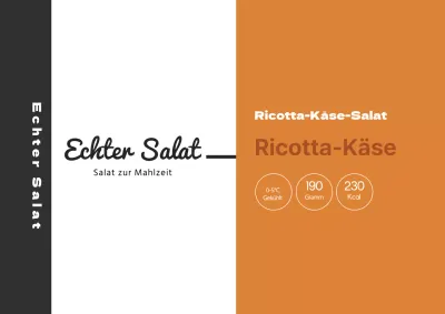 Orange schwarze Illustration Salat Lebensmitteletikett