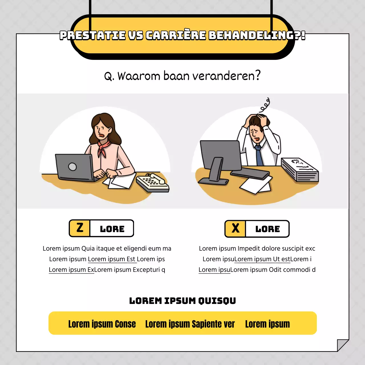 Een eenvoudige interviewpost voor gele en grijze werknemers