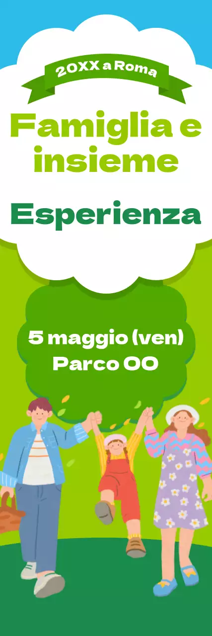 Striscione dell'evento Mese delle famiglie verde e blu
