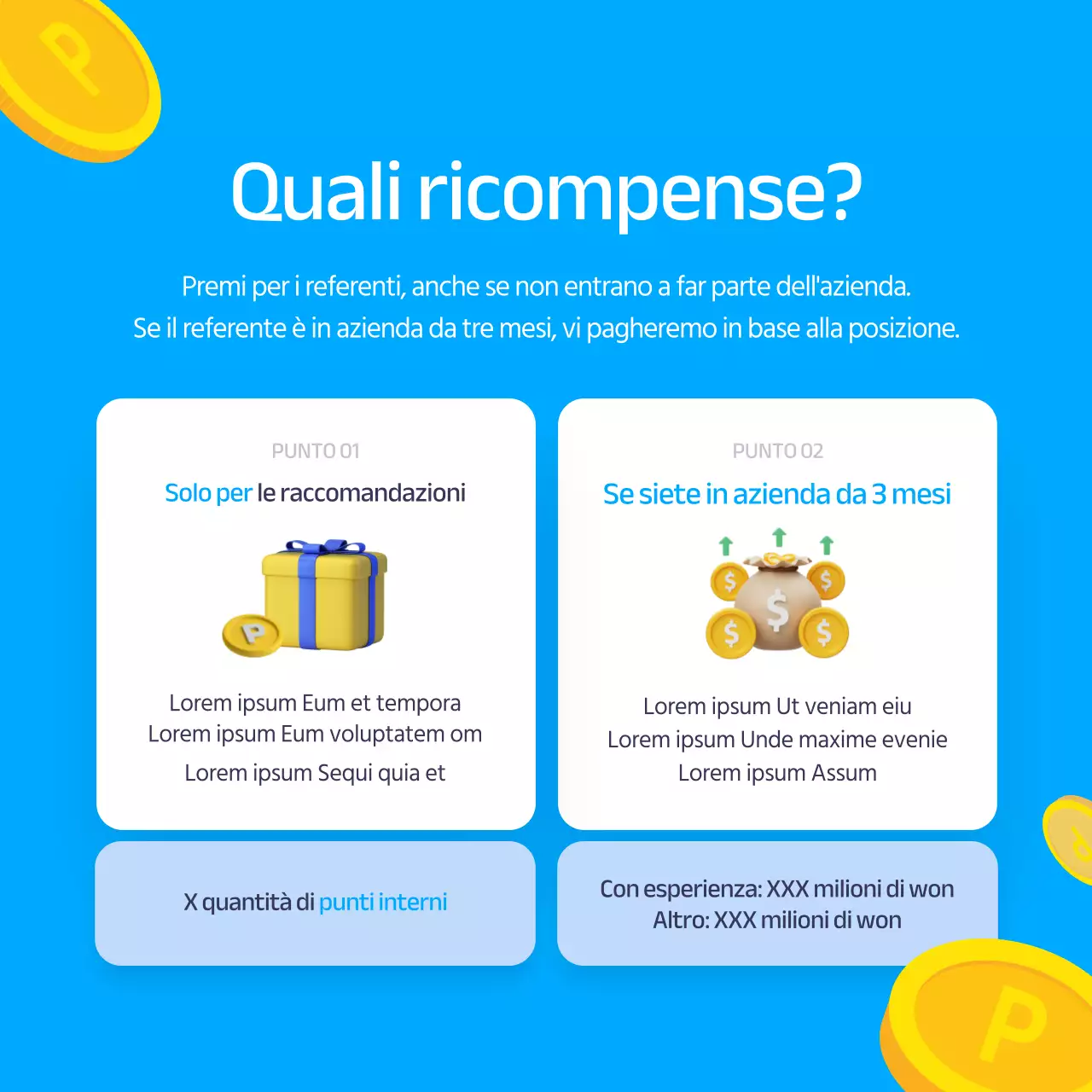 Illustrazione 3D blu di uno schema di referral interno