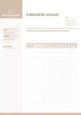 Un plan de travail annuel beige et épuré