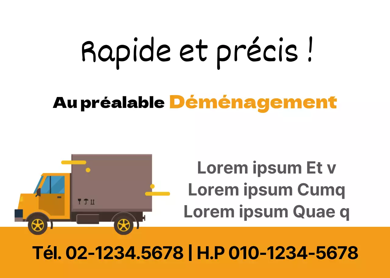Faites la promotion de votre entreprise de déménagement avec une illustration de camion orange