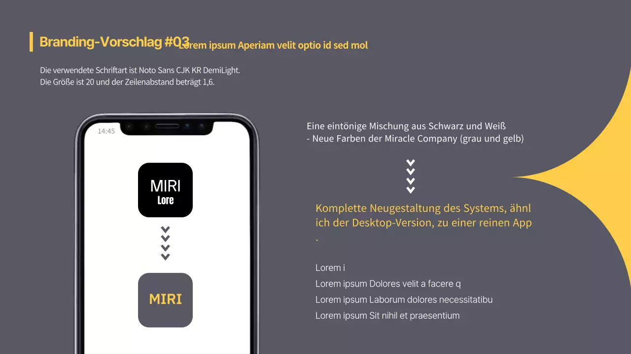 Trendiger Vorschlag für ein Praktikums-Branding in Grau und Gelb