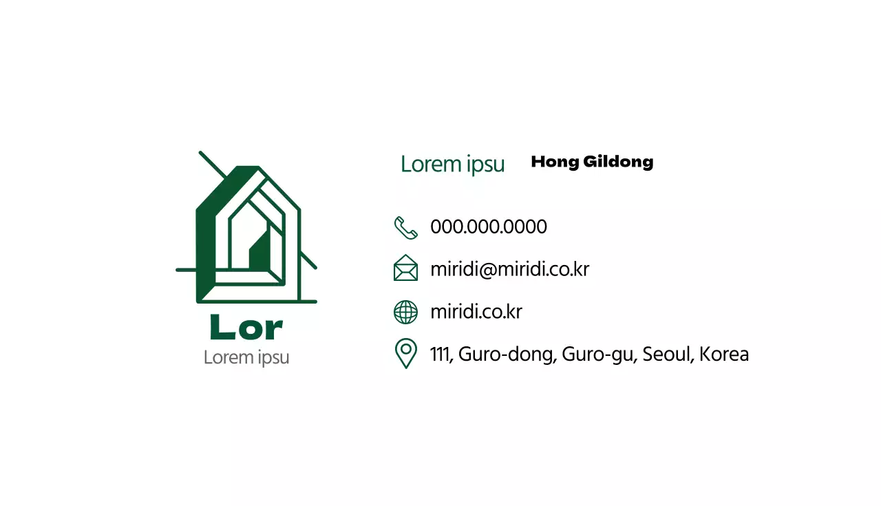 Grüne weiße Illustration Logo Immobilienmakler Visitenkarte