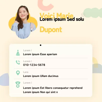 Concept mignon de profil mobile d'emploi à temps partiel dans des formes géométriques jaunes