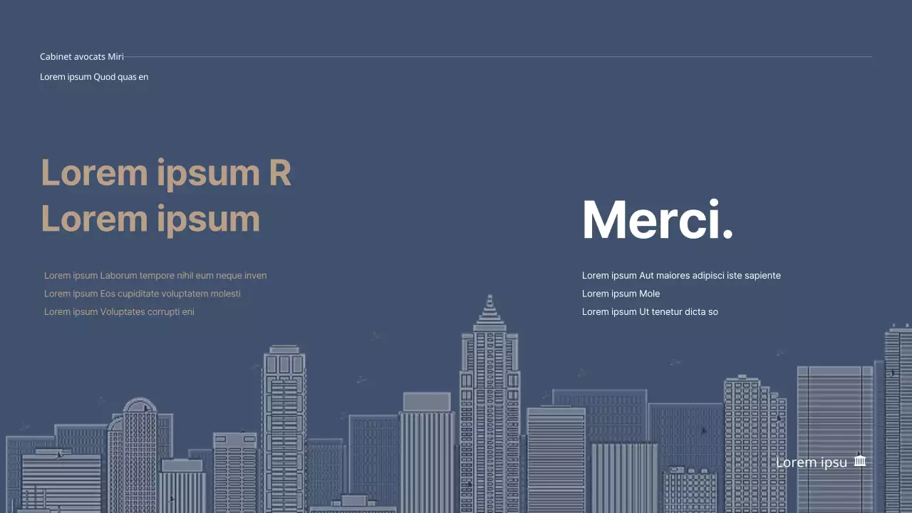 Proposition d'offre d'un cabinet juridique propre en bleu et beige (PPT)