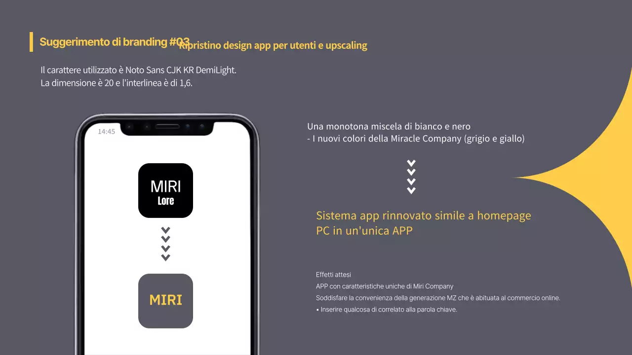 Proposta di branding per stage di tendenza in grigio e giallo