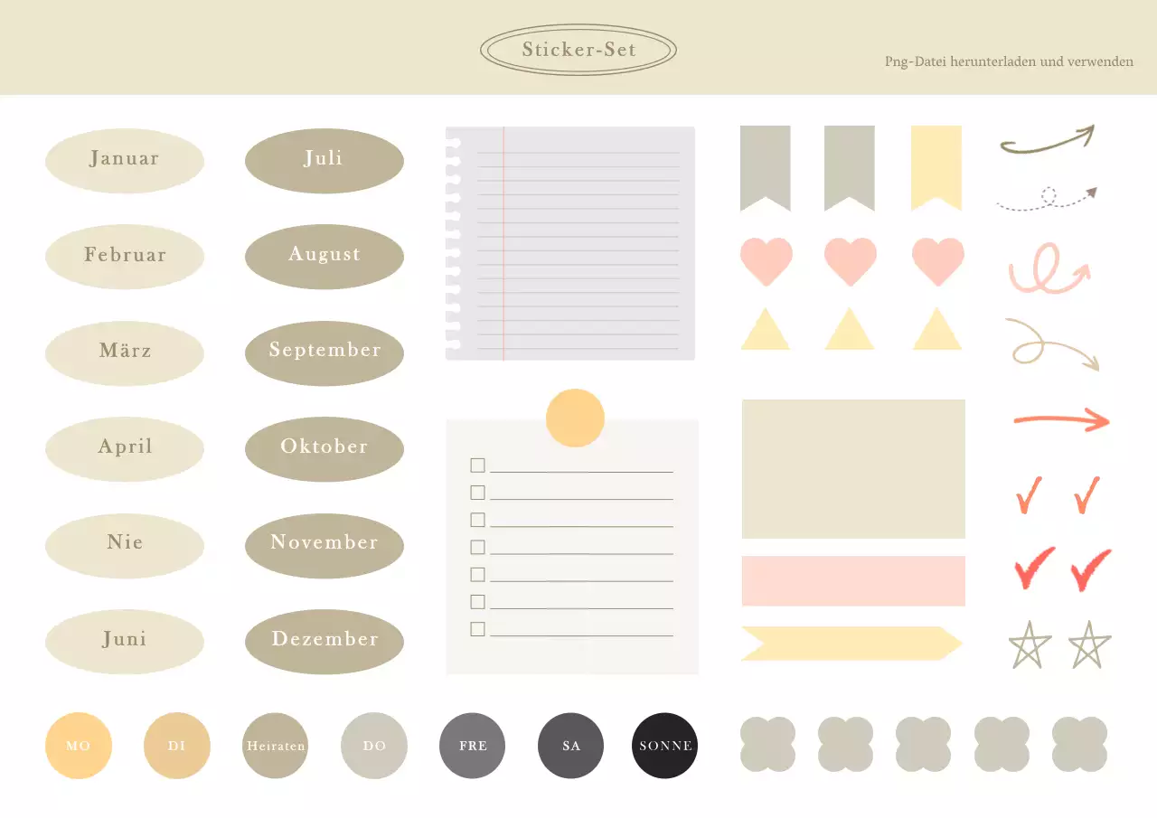 Ein einfaches Set von Aufklebern für das Web in Brauntönen