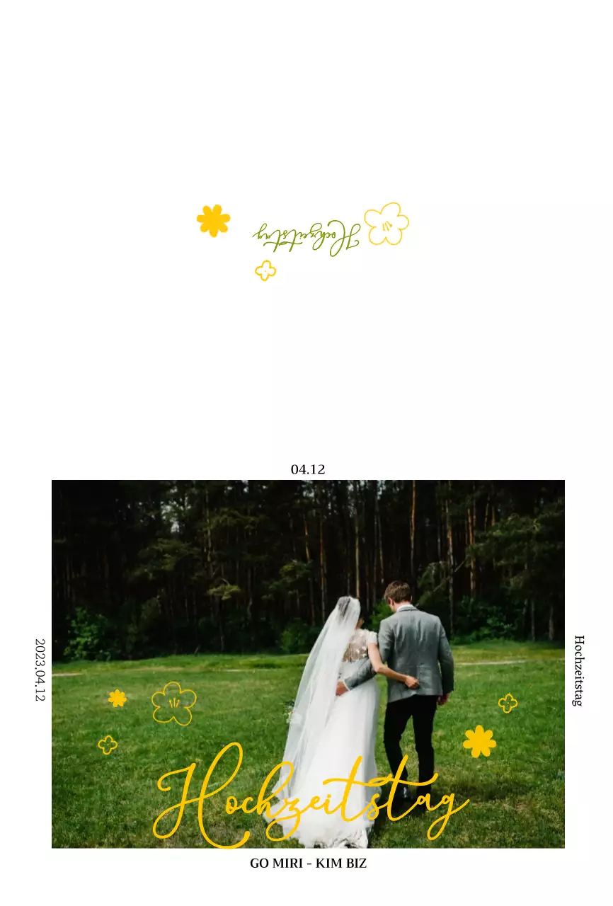 Frühling blumige Illustration Konzept Hochzeitseinladung in Chartreuse und gelb