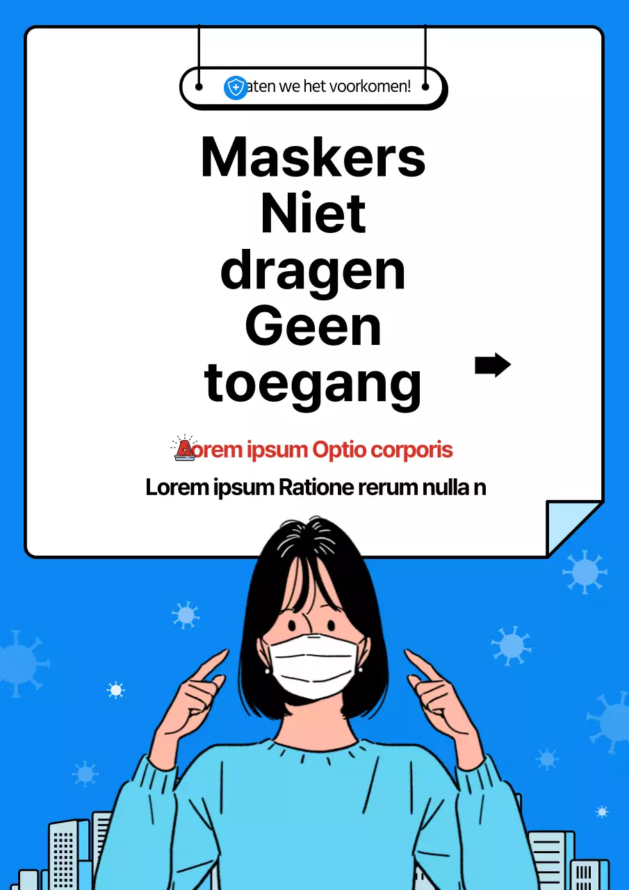 Een schone blauw-witte gids voor sociale distantiëring om COVID-19 te voorkomen