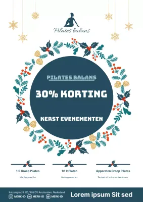 Stijlvolle promotieflyer voor kerstevenementen in groen en wit