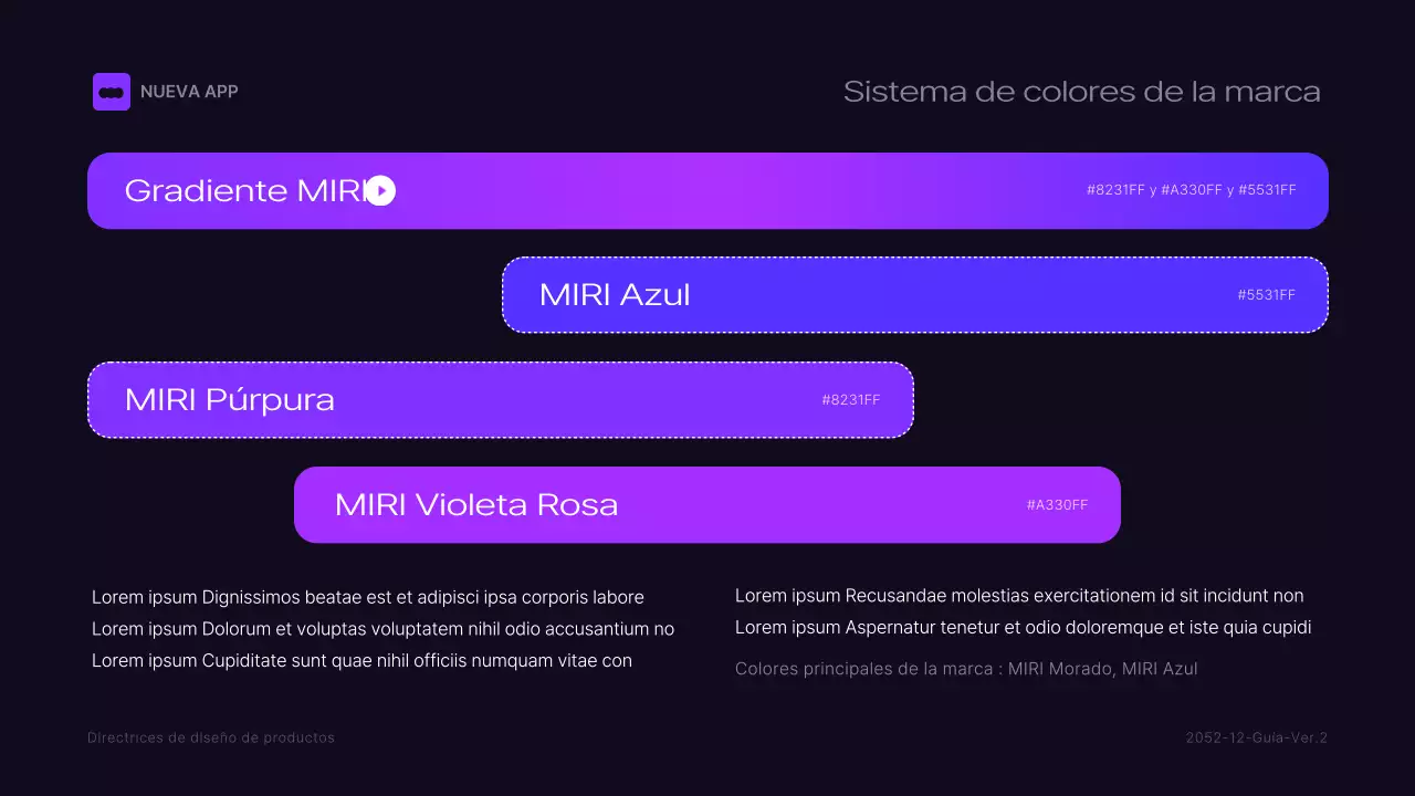Directrices de la marca negro y morado