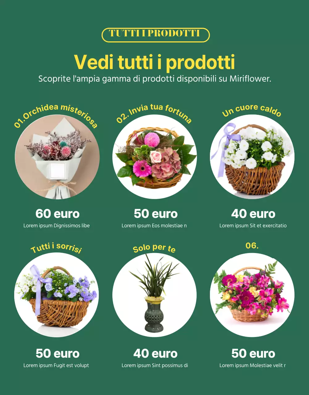 Vi presentiamo il classico servizio di consegna fiori verde e giallo