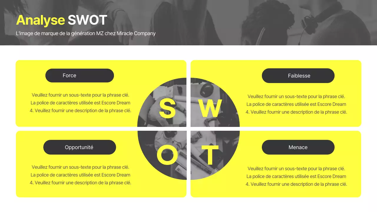 Un thème de marque d'entreprise moderne et unique en jaune et gris