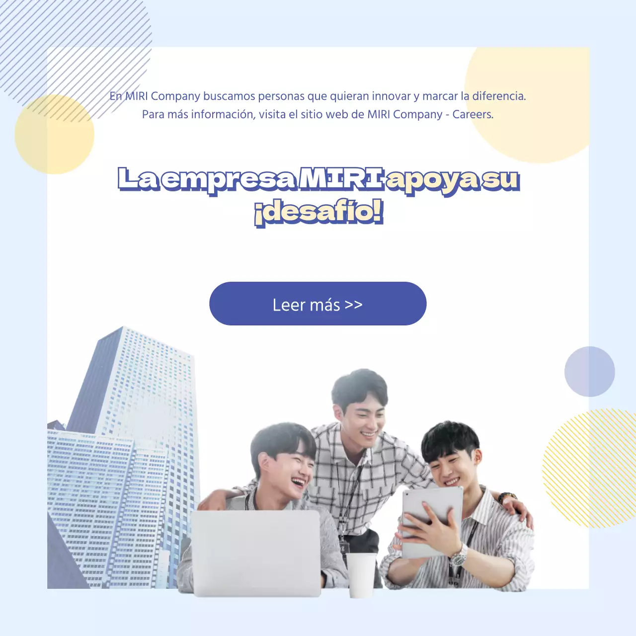 Reclutamiento moderno en azul claro y amarillo