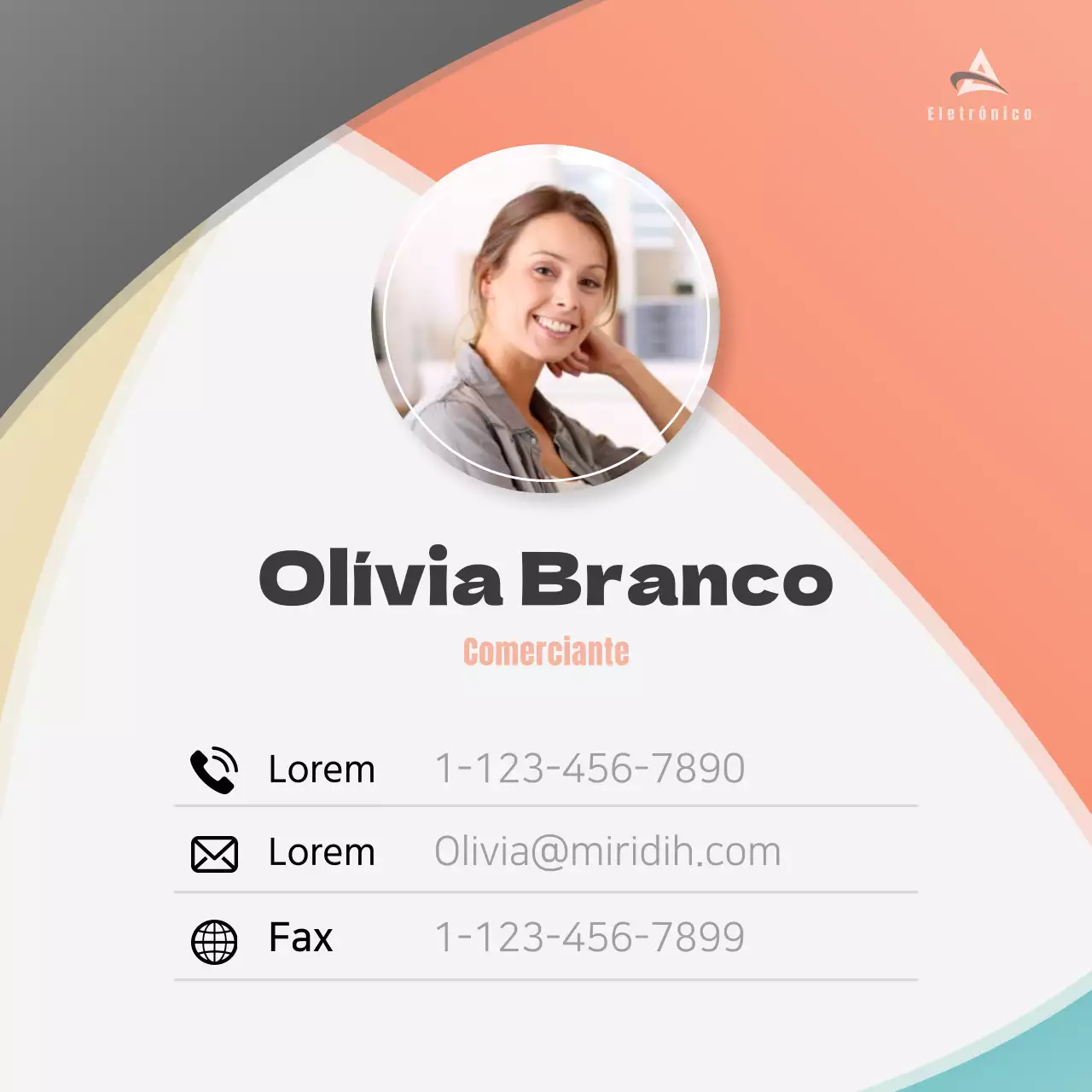 Perfil com um conceito comercial simples num gradiente de laranja e cinzento