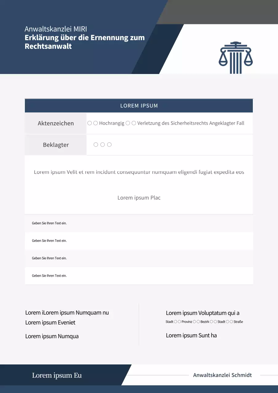 Einfache Erklärung zur Ernennung eines Bevollmächtigten in Marine und Grau (Dokumentvorlage)