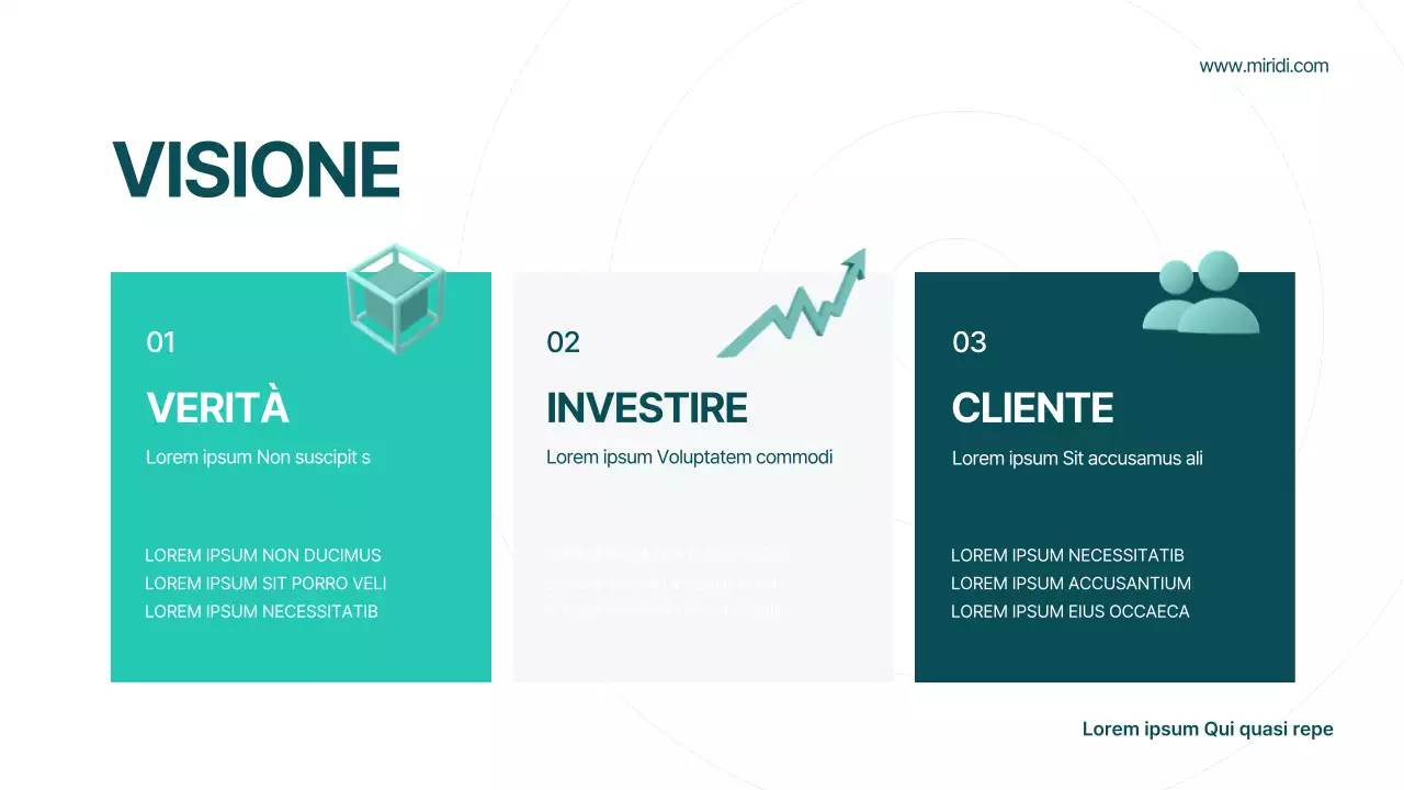 Un prospetto geometrico di una società di intermediazione in bianco e menta