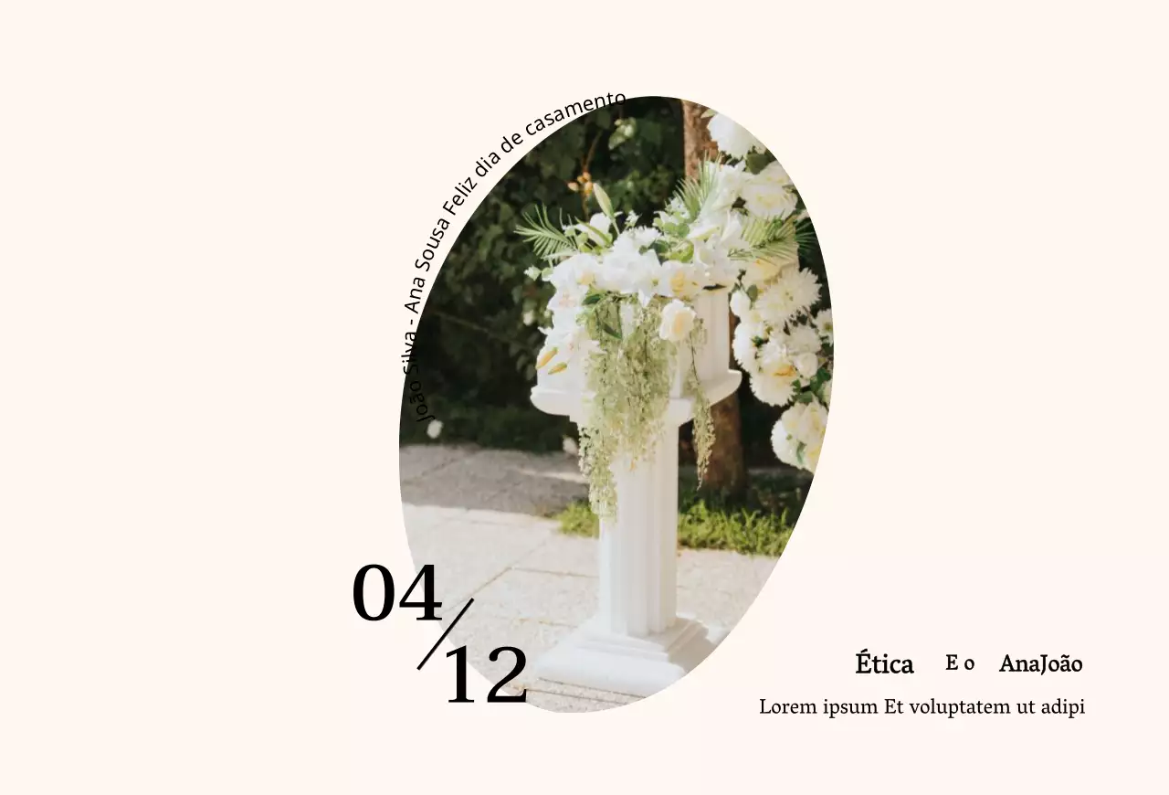 Convite de casamento com conceito de texto simples e moldura oval