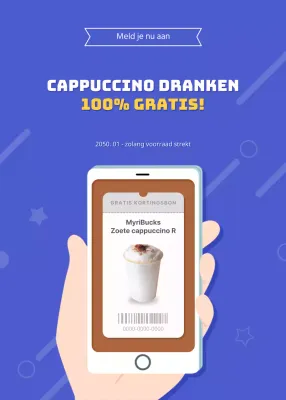 Illustratie cafe met blauwe achtergrond coupon certificaat evenement