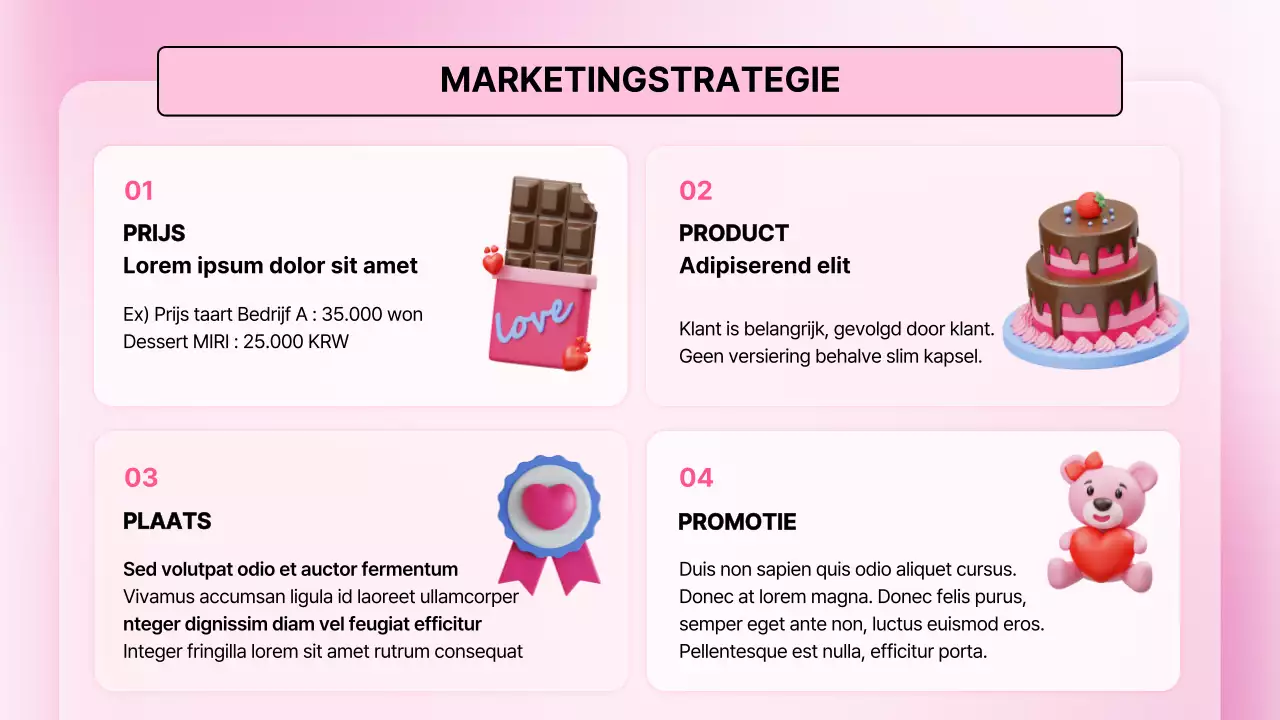 Roze 3D illustratie leuk valentijnsdag plan