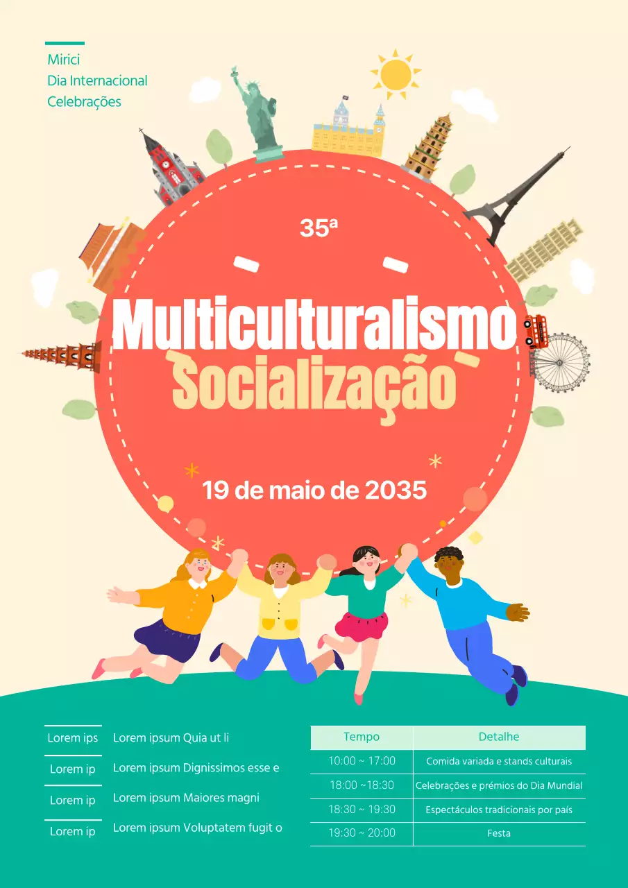 Um guia para os eventos multiculturais do Dia Mundial em tons de coral e menta