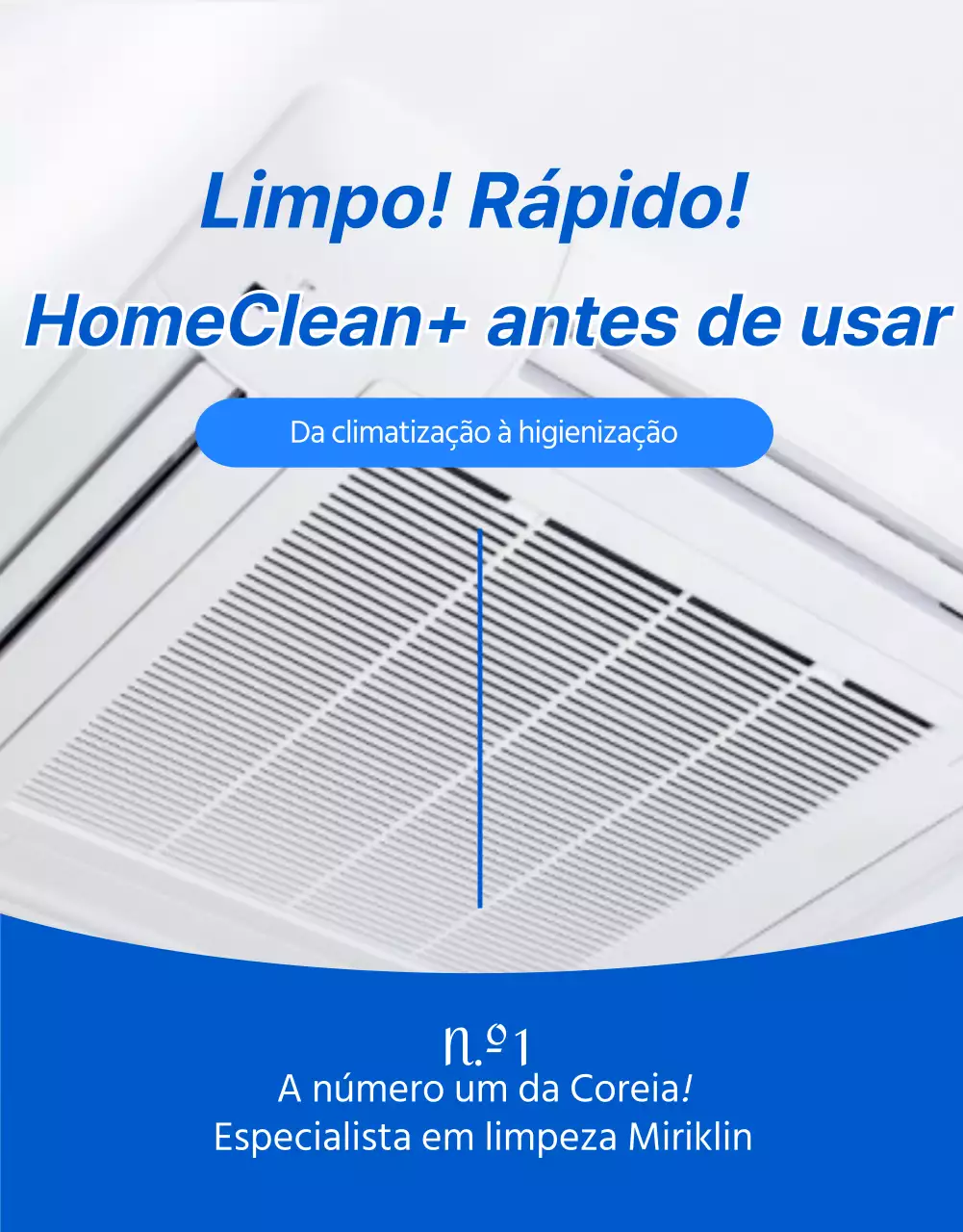 Serviço de limpeza de ar condicionado azul, limpo e profissional (página de pormenor)
