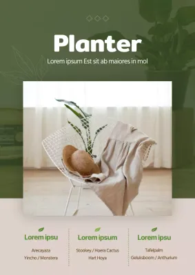 Promotioneel ontwerp met botanisch interieurthema in groene tinten