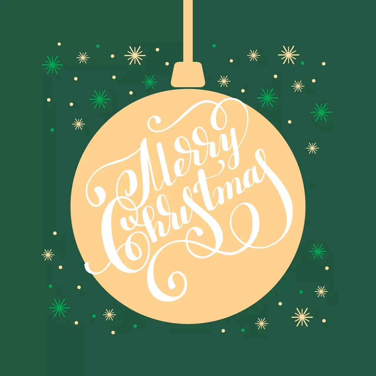 緑黄色イラスト クリスマスグリーティングラベル