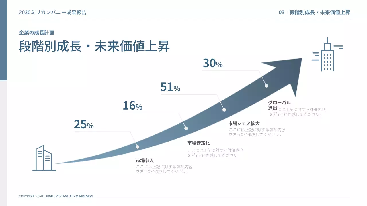 青 モダン ビジネス 報告書 プレゼンテーション