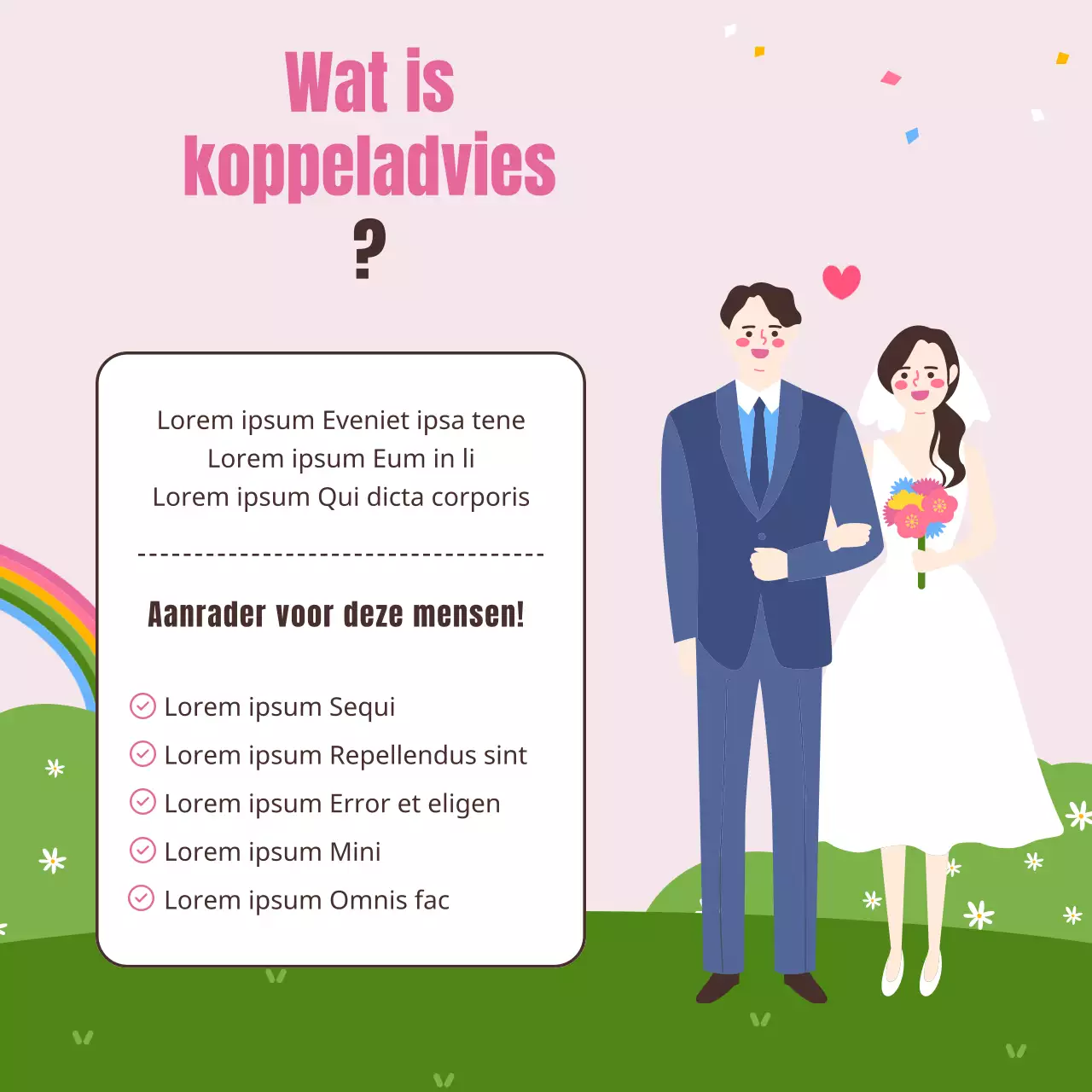 Een mooie, gezellige illustratie in roze en chartreuse Gezinsmaand mei Huwelijksconsultancy