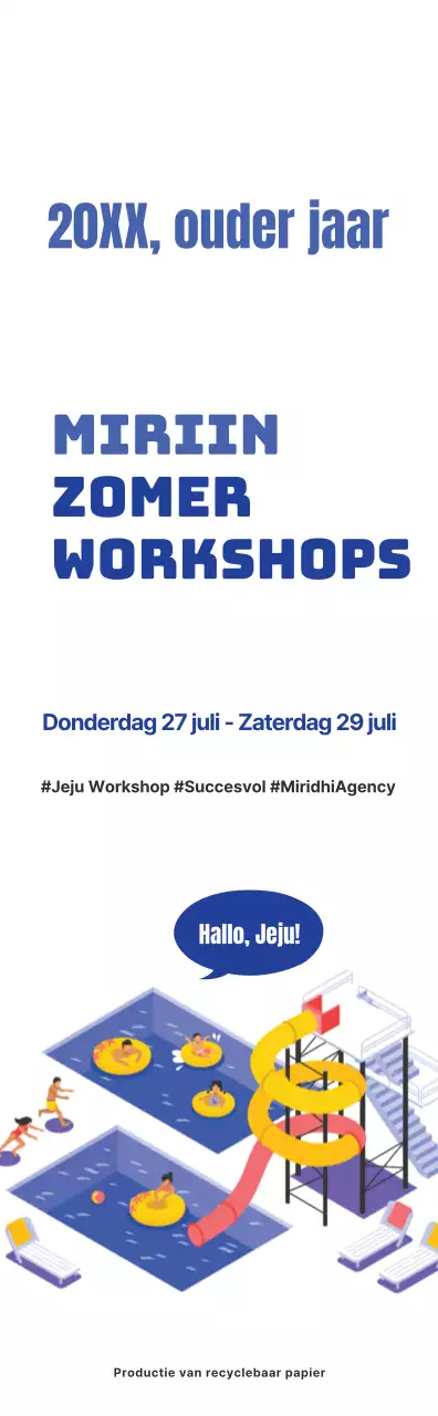 Eenvoudige illustratiestijl in marineblauw en lichtblauw Over de zomerworkshop