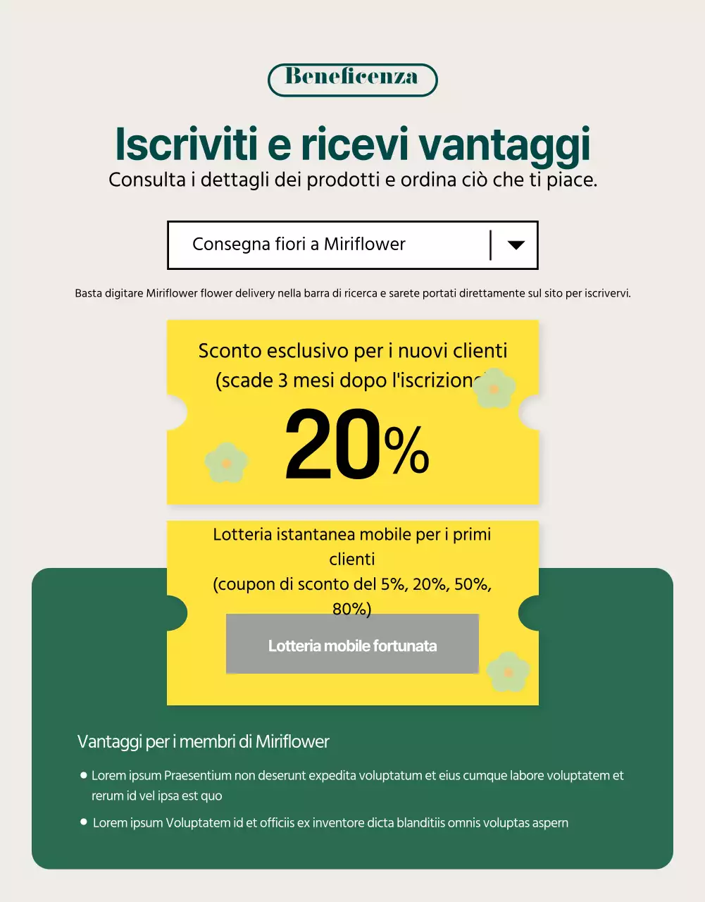 Vi presentiamo il classico servizio di consegna fiori verde e giallo