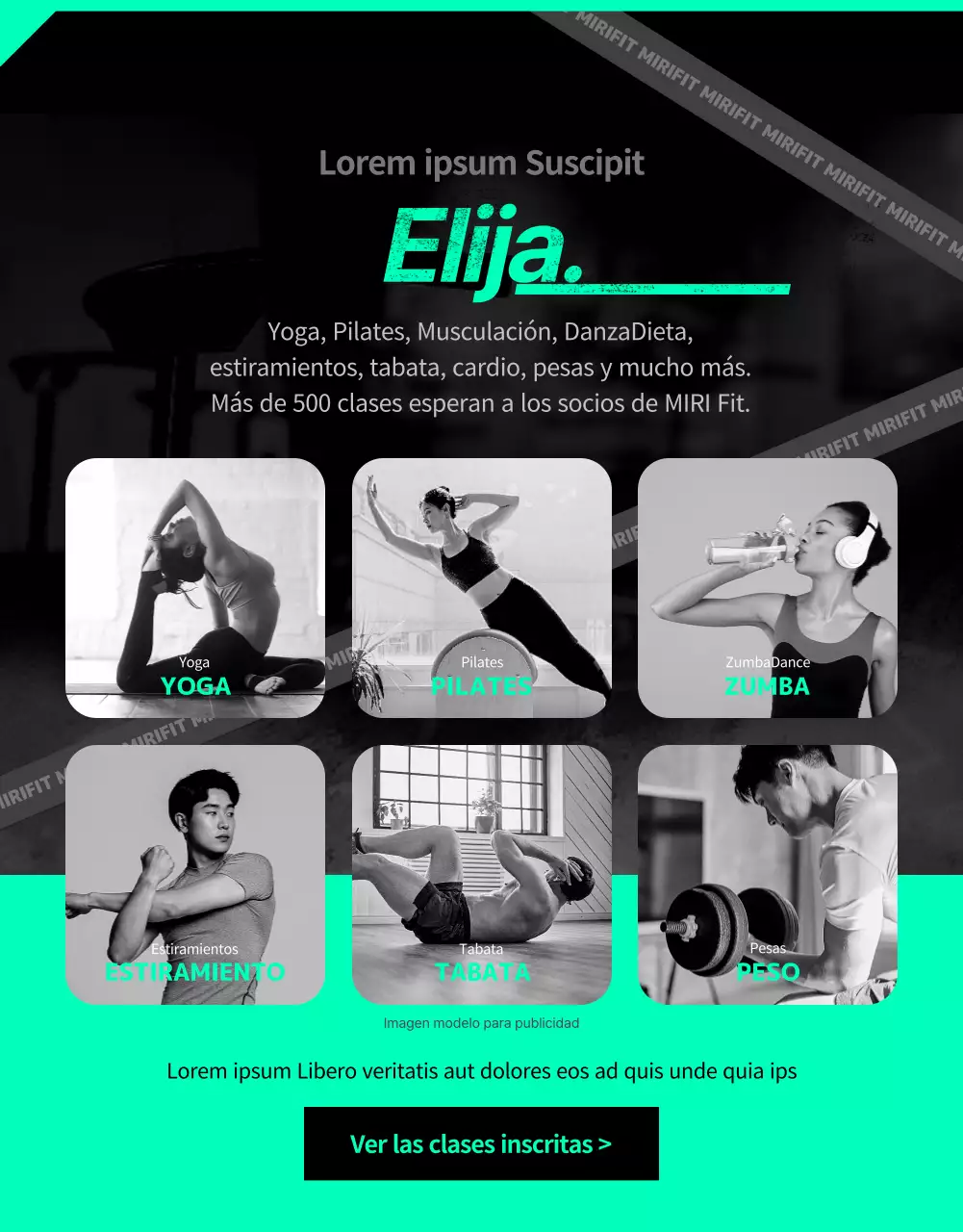 Deportivo servicio de aplicaciones de entrenamiento en casa en negro y menta