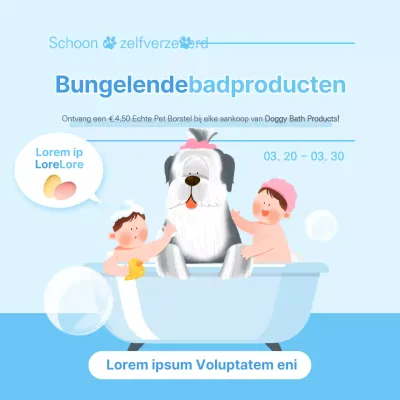 lichtblauwe badproducten voor huisdieren Social Media