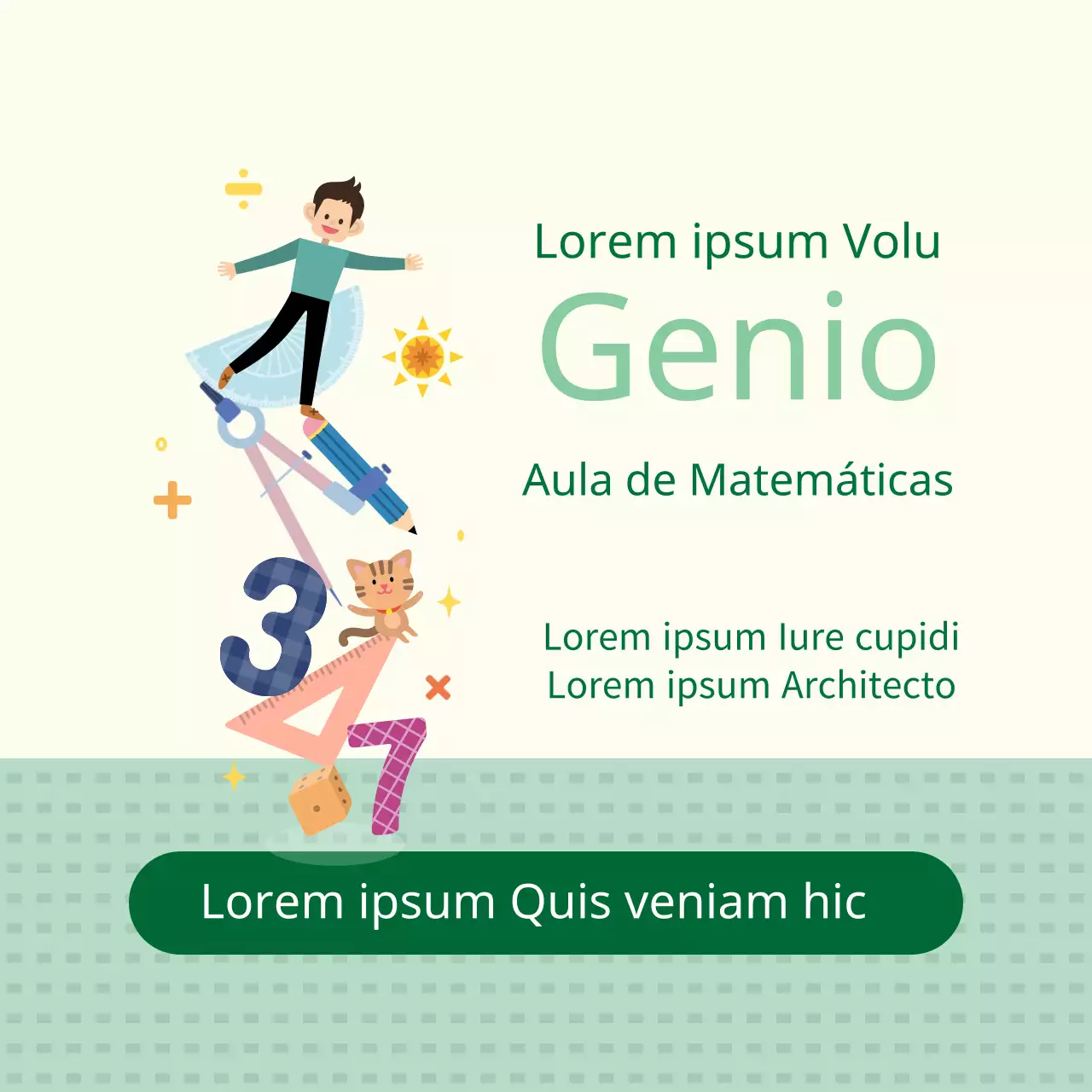 Verde lima ilustración matemáticas escuela educación promoción