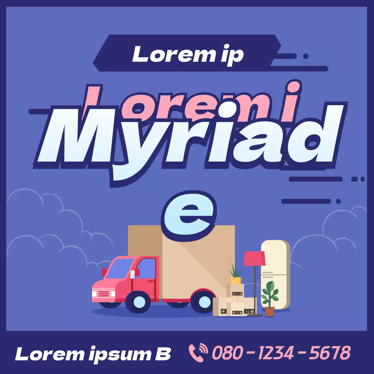 Lila Illustration, die für das Umzugsunternehmen Yongdal wirbt