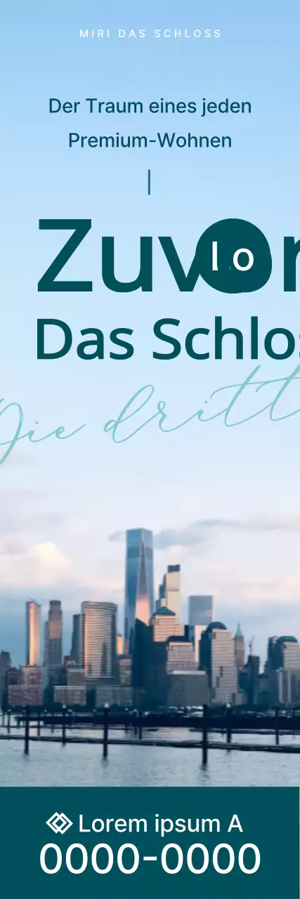 Gestaltung eines Verkaufsgesprächs für eine Wohnung mit Fotos einer grünen Stadtlandschaft