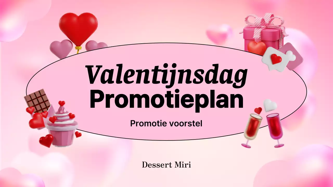 Roze 3D illustratie leuk valentijnsdag plan