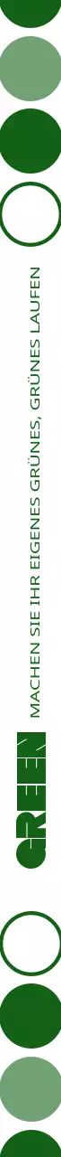 Umweltfreundliche Laufmarathon-Werbeartikel mit einfachen grünen und weißen Formen.